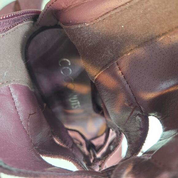 Coconuts Women's 7,5 Boot Maroon Shoe 4 Inch High Heel Open Toe Zipper - Picture 5 of 9